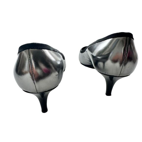 Giuseppe Zanotti Pointed Kitten Heel Metallic Iridescent silver size 38 US 8 - Picture 4 of 9